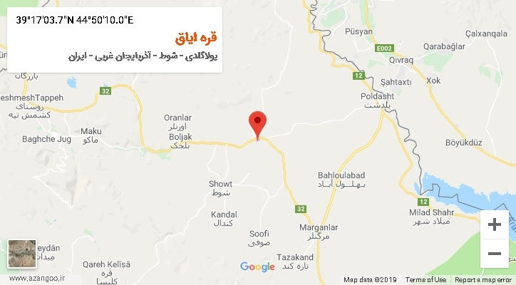 روستای قره ایاق بر روی نقشه