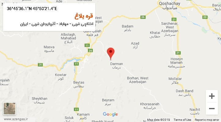 روستای قره بلاغ بر روی نقشه
