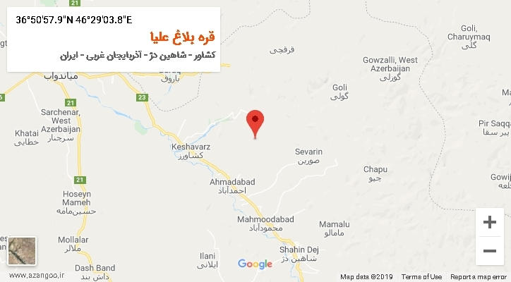 روستای قره بلاغ علیا بر روی نقشه