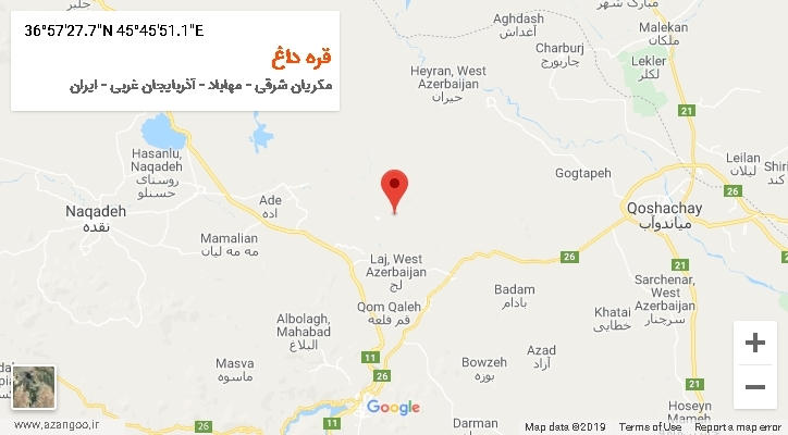 روستای قره داغ بر روی نقشه