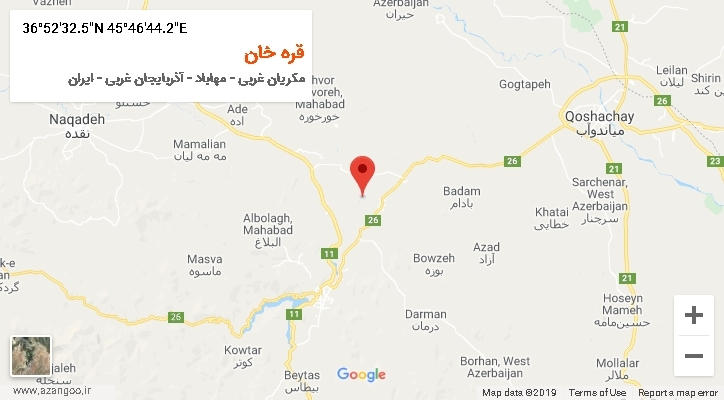روستای قره خان بر روی نقشه