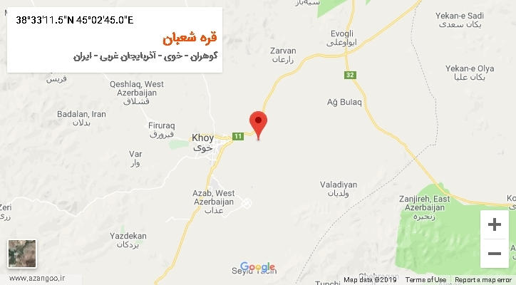روستای قره شعبان بر روی نقشه