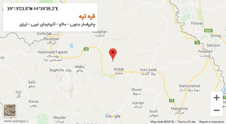 روستای قره تپه بر روی نقشه