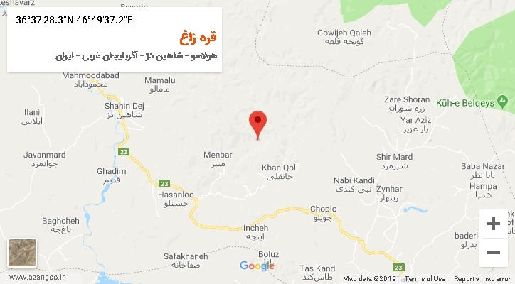 روستای قره زاغ بر روی نقشه