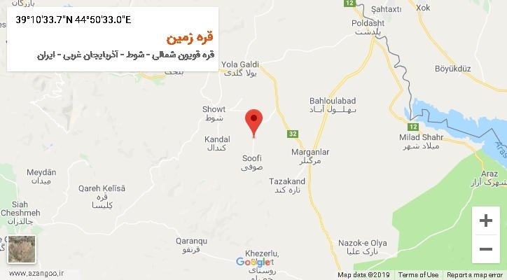 روستای قره زمین بر روی نقشه