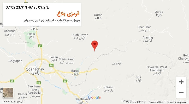 روستای قرمزی بلاغ بر روی نقشه