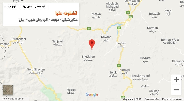 روستای قشقونه علیا بر روی نقشه