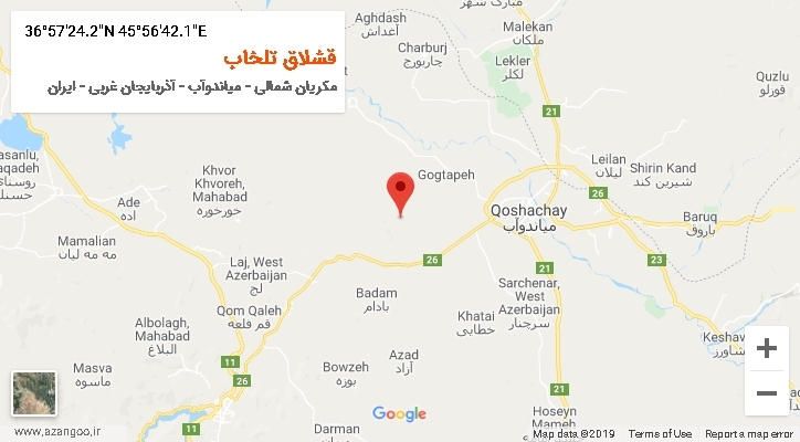 روستای قشلاق تلخاب بر روی نقشه