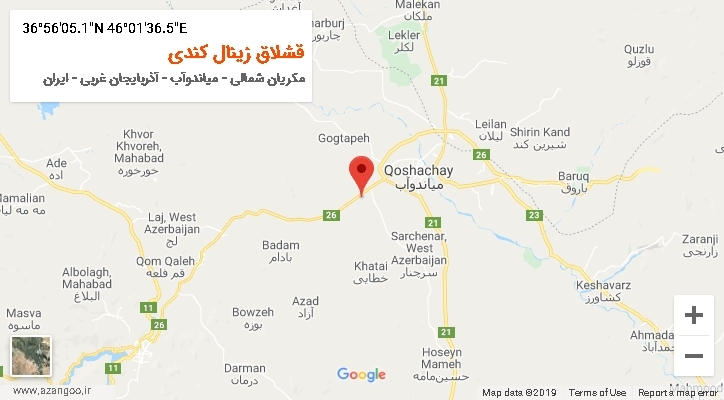 روستای قشلاق زینال کندی بر روی نقشه