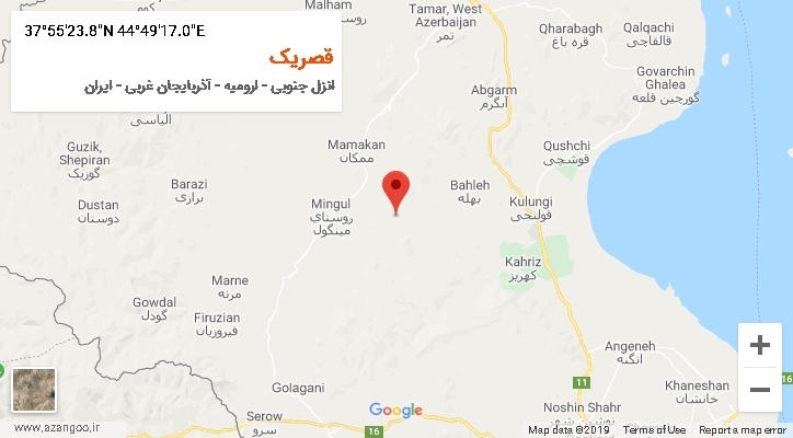 روستای قصریک بر روی نقشه