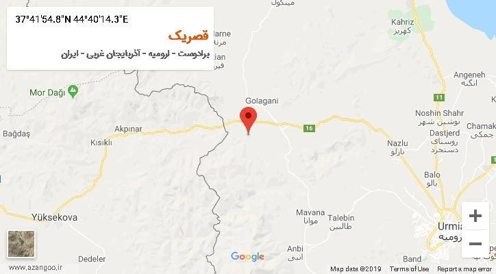 روستای قصریک بر روی نقشه