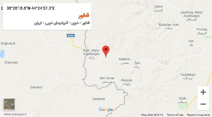 روستای قطور بر روی نقشه