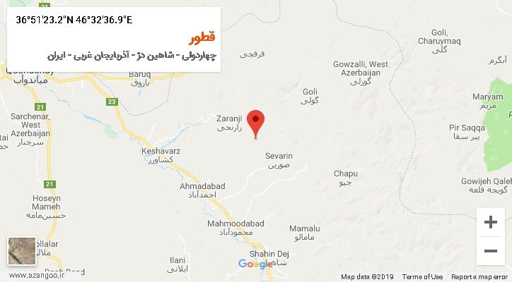 روستای قطور بر روی نقشه