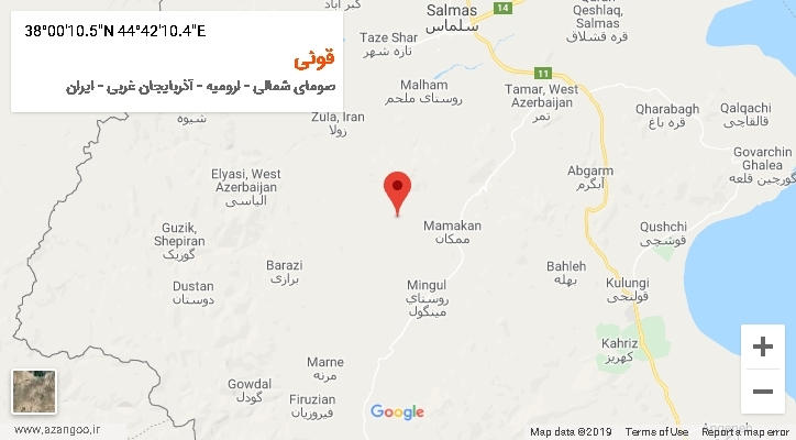 روستای قونی بر روی نقشه