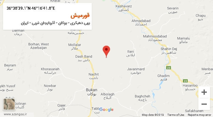 روستای قورمیش بر روی نقشه