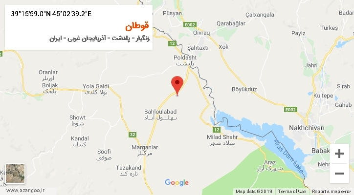 روستای قوطان بر روی نقشه