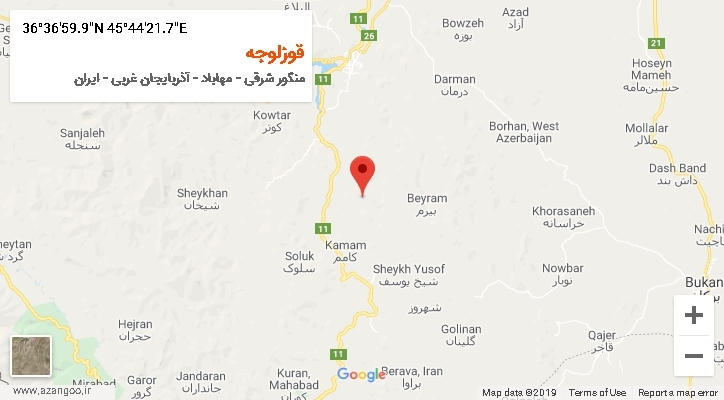 روستای قوزلوجه بر روی نقشه