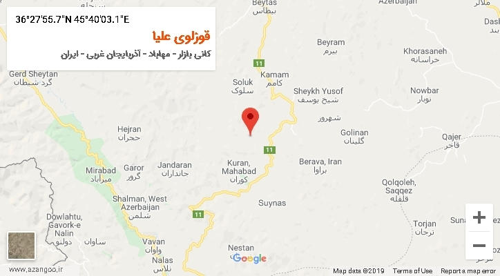 روستای قوزلوی علیا بر روی نقشه