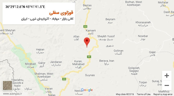 روستای قوزلوی سفلی بر روی نقشه