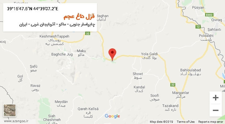 روستای قزل داغ عجم بر روی نقشه