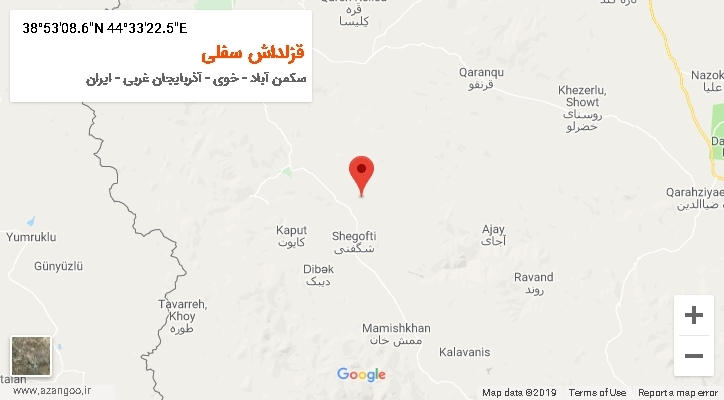 روستای قزلداش سفلی بر روی نقشه