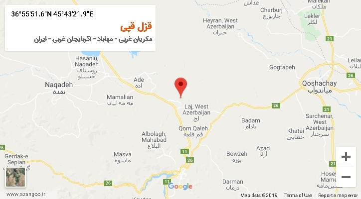 روستای قزل قپی بر روی نقشه