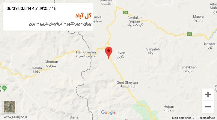 روستای گل آباد بر روی نقشه