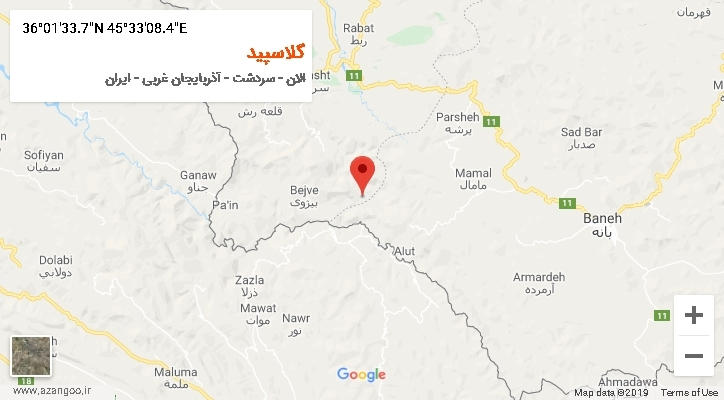 روستای گلاسپید بر روی نقشه