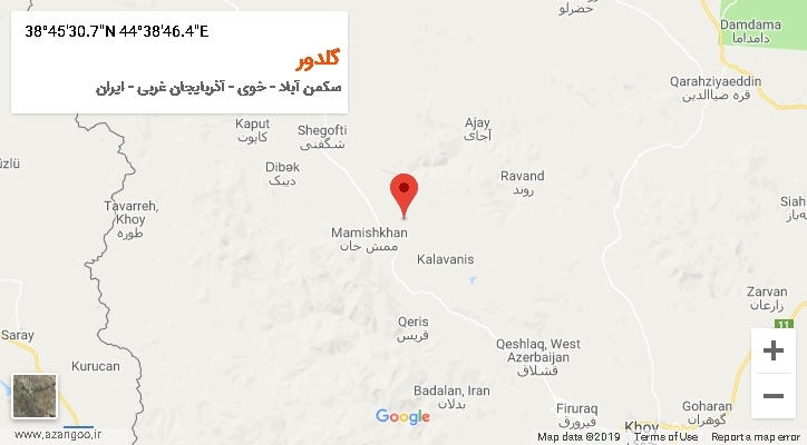 روستای گلدور بر روی نقشه