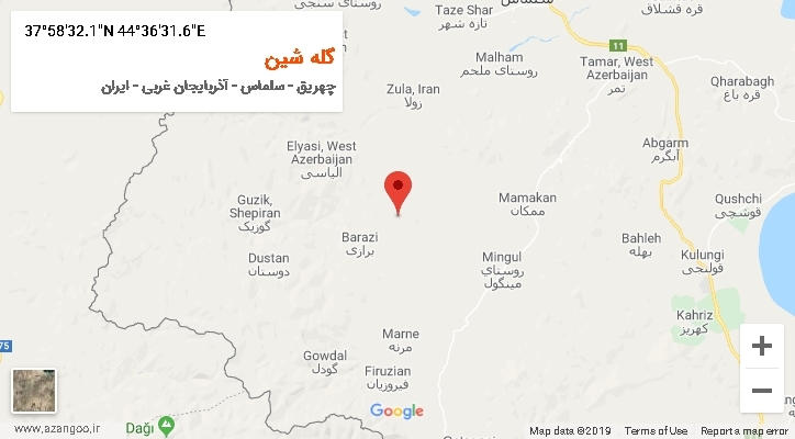 روستای گله شین بر روی نقشه