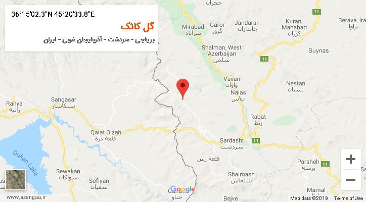 روستای گل کانک بر روی نقشه