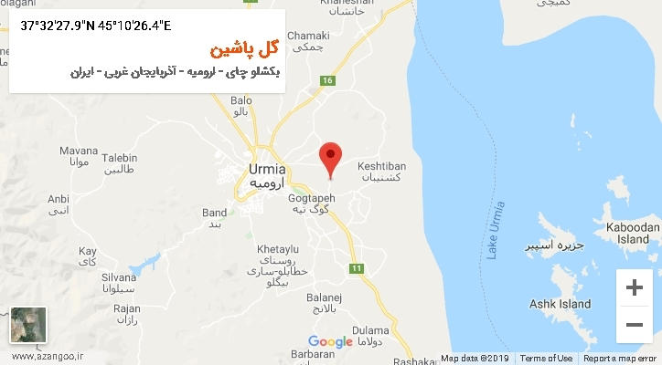 روستای گل پاشین بر روی نقشه
