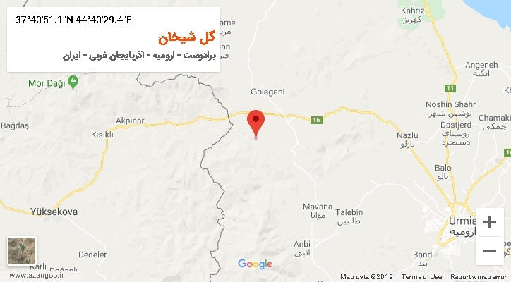 روستای گل شیخان بر روی نقشه