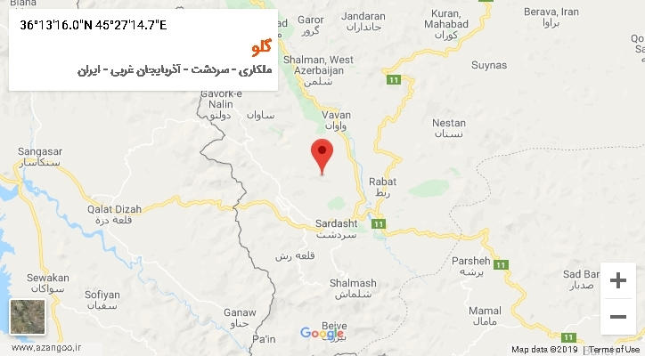 روستای گلو بر روی نقشه