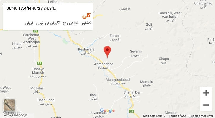روستای گلی بر روی نقشه