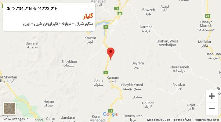 روستای گلیار بر روی نقشه