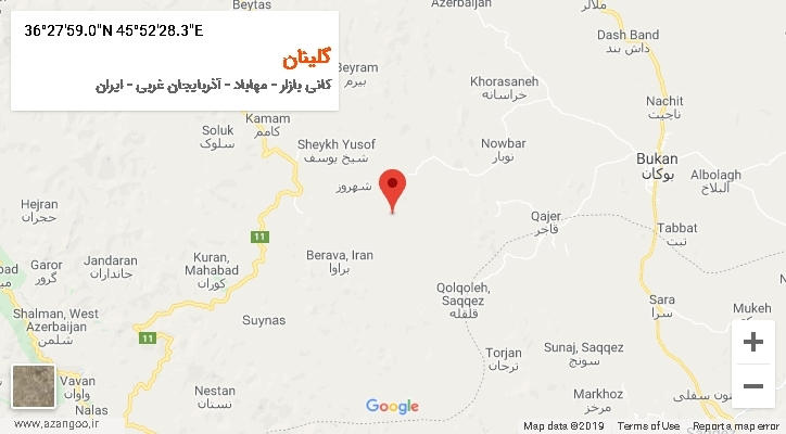 روستای گلینان بر روی نقشه