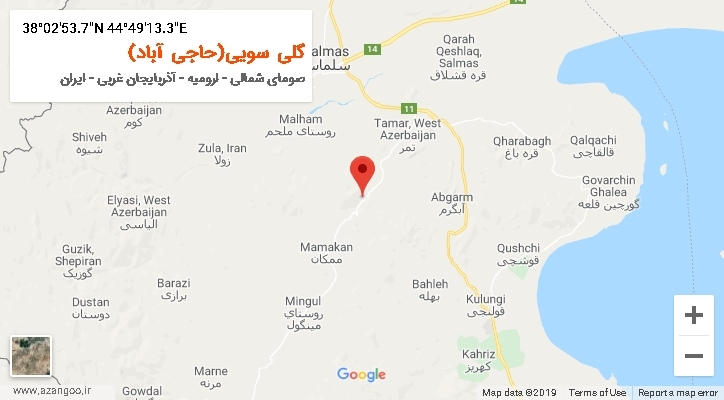 روستای گلی سویی(حاجی آباد) بر روی نقشه