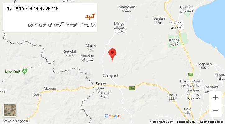 روستای گنبد بر روی نقشه