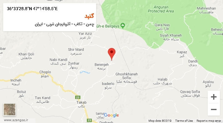روستای گنبد بر روی نقشه