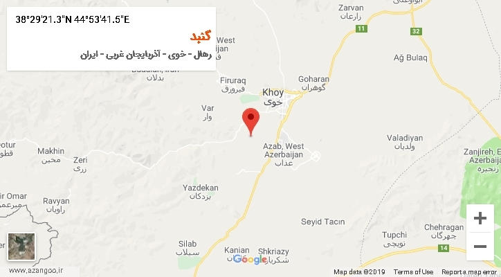 روستای گنبد بر روی نقشه