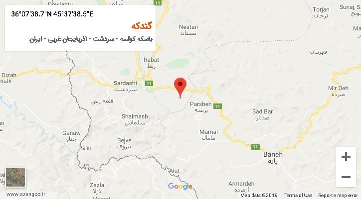 روستای گندکه بر روی نقشه