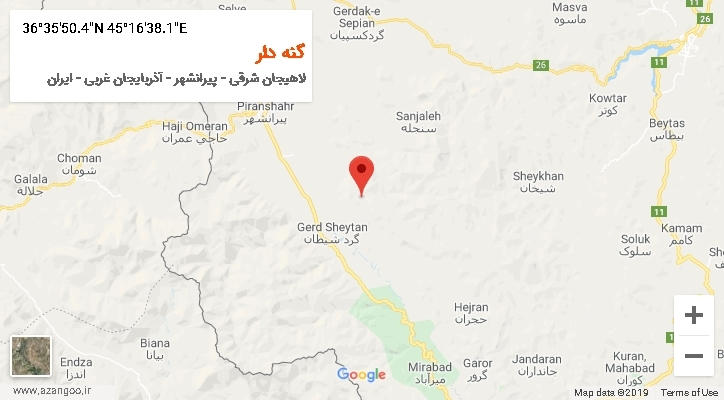 روستای گنه دار بر روی نقشه
