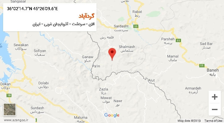 روستای گردآباد بر روی نقشه
