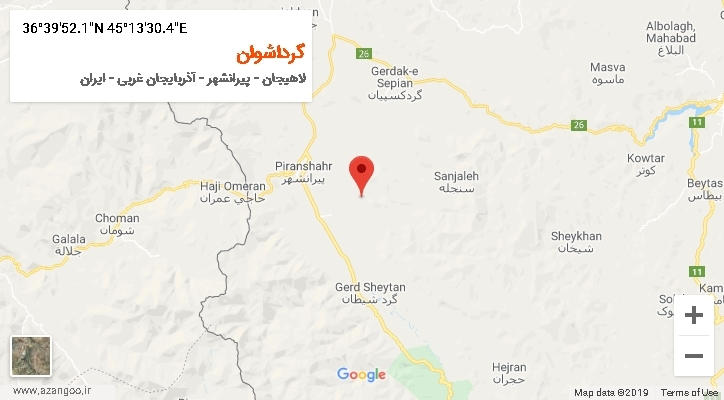روستای گرداشوان بر روی نقشه