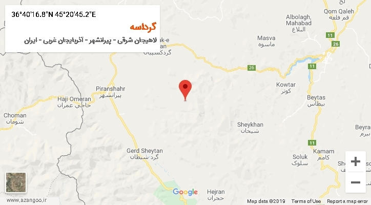 روستای گرداسه بر روی نقشه