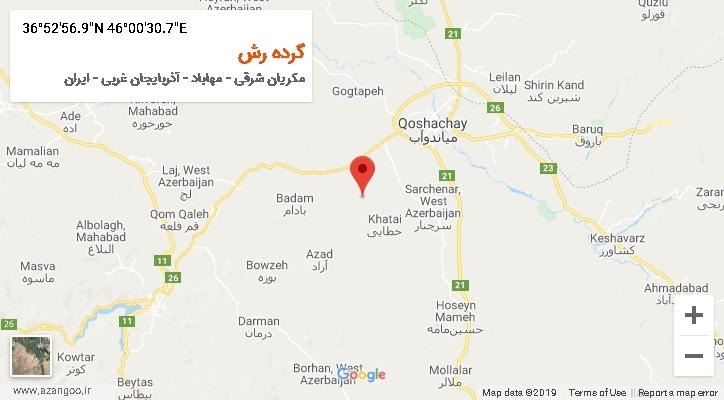 روستای گرده رش بر روی نقشه