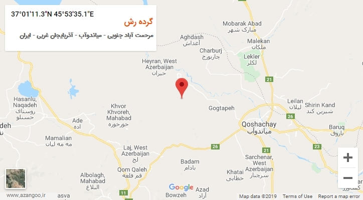روستای گرده رش بر روی نقشه