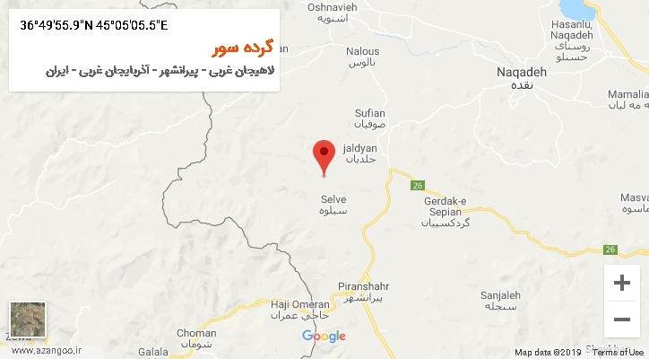 روستای گرده سور بر روی نقشه