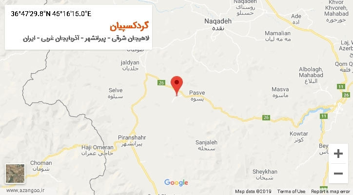 روستای گردکسپیان بر روی نقشه